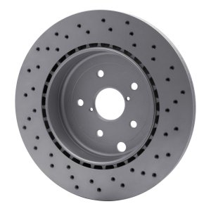 Subaru WRX STI Brake Rotor (1) - Rear - R1 Concepts - Hi-Carbon Alloy GEOMET Coated Rotor - Drilled - `18-`25